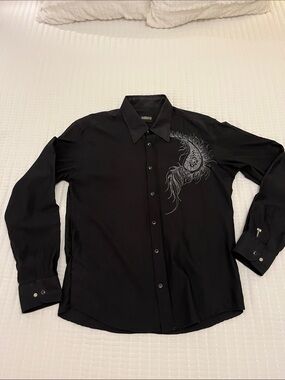 MONDO brand… button down shirt with snaps, and embroidery designs.